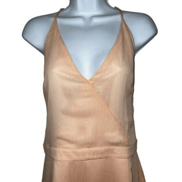 LOVERS + FRIENDS Gorgeous Peach Crepe Mini Dress Spaghetti Straps EUC Size L - Picture 3 of 7
